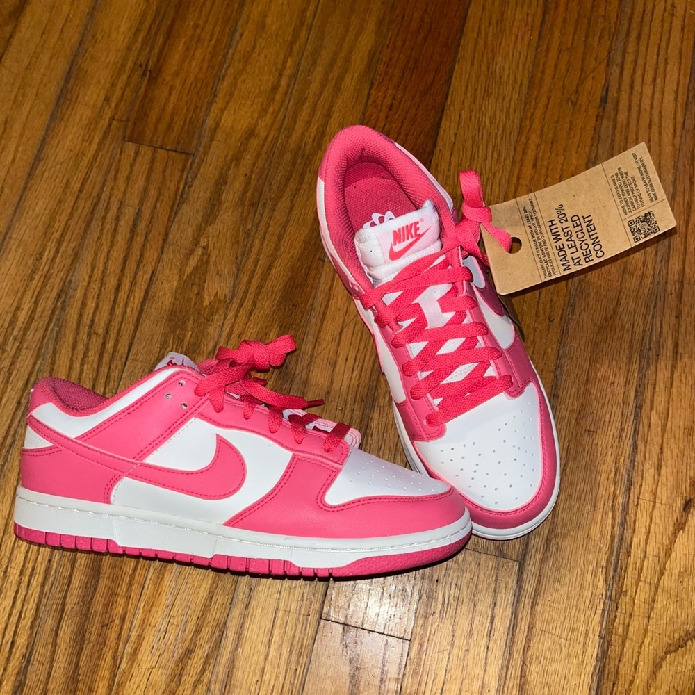 New Nike Pink and White Dunk Sneakers women 8